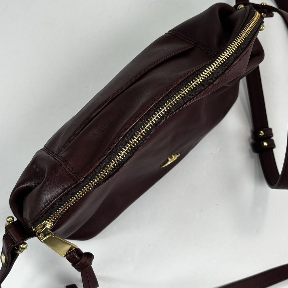 Vintage Brahmin Bag Smooth Burgundy Leather Purse Authentic Gold Ship Logo Soft - Picture 12 of 16